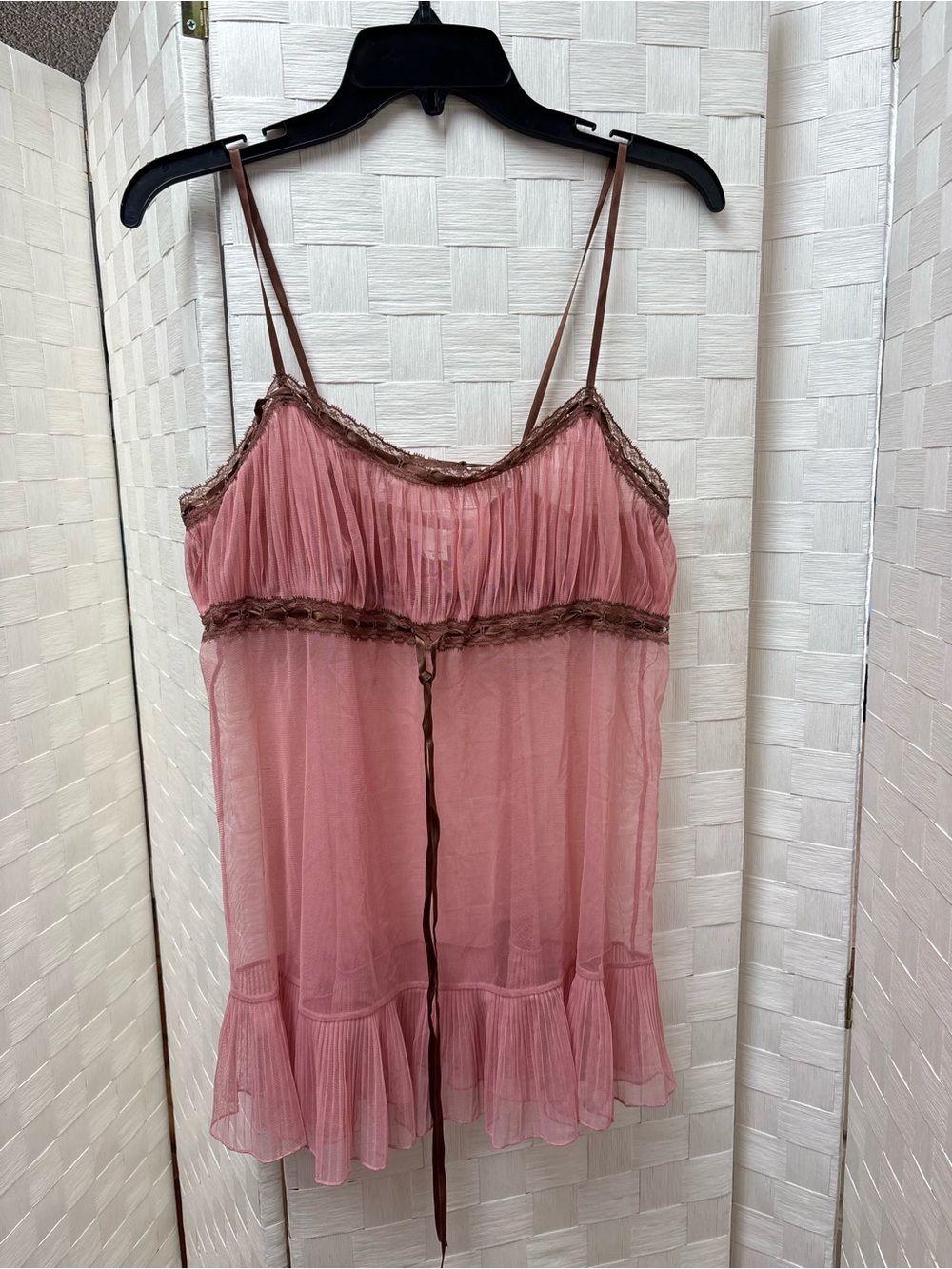 Vintage Y2K Victorias Secret sheer mesh milkmaid babydoll camisole top